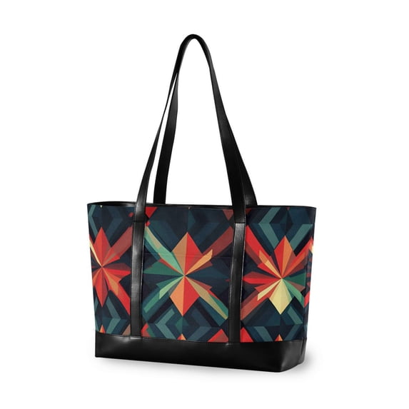 FORMRS Canvas Laptop Tote Bag for Women with 15.6" Computer Compartments Shoulder Handbag, Red Abstract