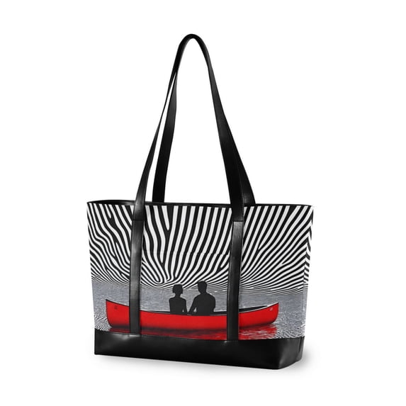 FORMRS Canvas Laptop Tote Bag for Women with 15.6" Computer Compartments Shoulder Handbag, Red Boat
