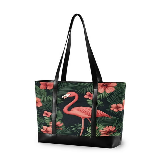 FORMRS Laptop Tote Bag for Women with 15.6" Computer Compartments Handbag, Red Flamingo Pattern