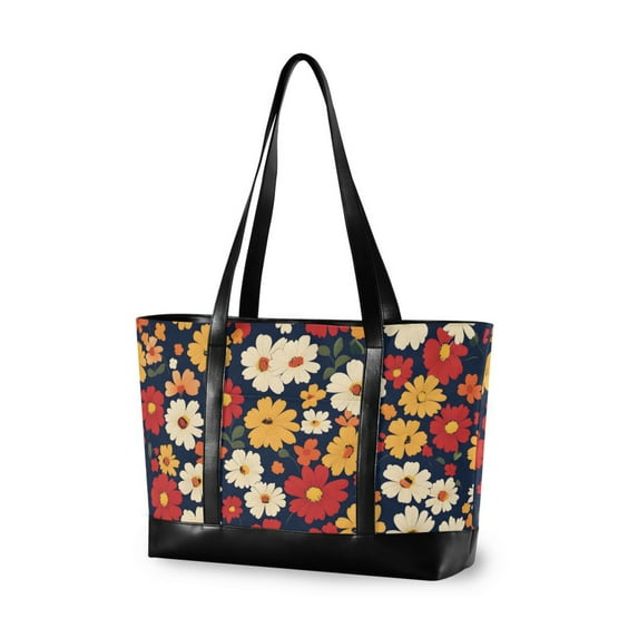 FORMRS Canvas Laptop Tote Bag for Women with 15.6" Computer Compartments Shoulder Handbag, Red Floral
