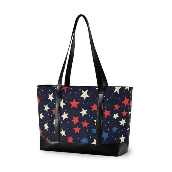 FORMRS Laptop Tote Bag for Women with 15.6" Computer Compartments Handbag, Red Starry Pattern