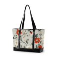 thumbnail image 1 of FORMRS Canvas Laptop Tote Bag for Women with 15.6" Computer Compartments Shoulder Handbag, Red and White Floral Pattern, 1 of 7