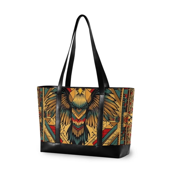FORMRS Canvas Laptop Tote Bag for Women with 15.6" Computer Compartments Shoulder Handbag, Retro Abstract Eagle