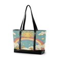 thumbnail image 1 of FORMRS Canvas Laptop Tote Bag for Women with 15.6" Computer Compartments Shoulder Handbag, Retro Beige Rainbow, 1 of 7