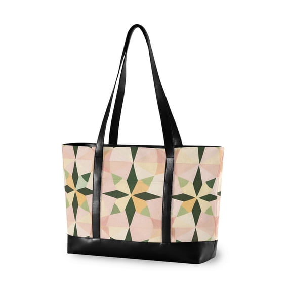 FORMRS Canvas Laptop Tote Bag for Women with 15.6" Computer Compartments Shoulder Handbag, Retro Black Stars