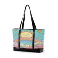 thumbnail image 1 of FORMRS Canvas Laptop Tote Bag for Women with 15.6" Computer Compartments Shoulder Handbag, Retro Blue Rainbow, 1 of 7