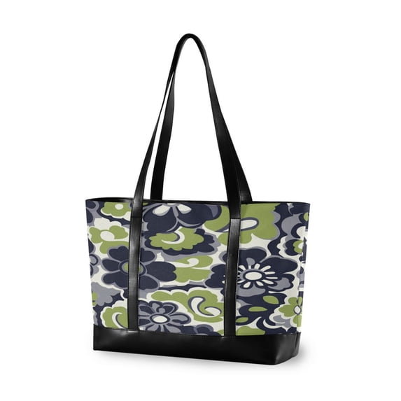 FORMRS Canvas Laptop Tote Bag for Women with 15.6" Computer Compartments Shoulder Handbag, Retro Floral Pattern