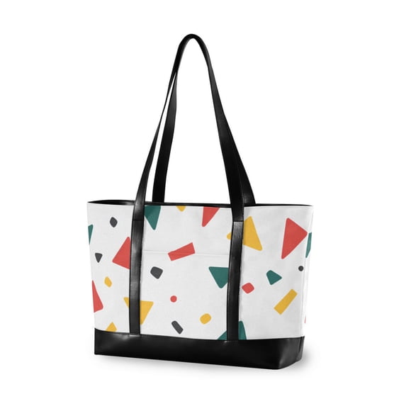FORMRS Canvas Laptop Tote Bag for Women with 15.6" Computer Compartments Shoulder Handbag, Retro Shapes