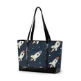 thumbnail image 1 of FORMRS Canvas Laptop Tote Bag for Women with 15.6" Computer Compartments Shoulder Handbag, Rocket Pattern, 1 of 7