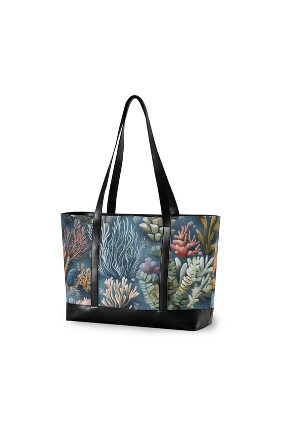 Laptop Tote Bag for Women with 15.6" Computer Compartments Handbag, Sea Plants Pattern