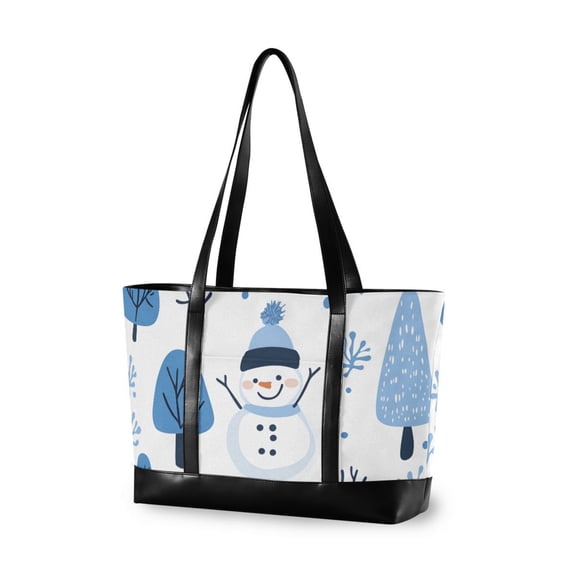 FORMRS Laptop Tote Bag for Women with 15.6" Computer Compartments Handbag, Simple Cartoon Snowmen