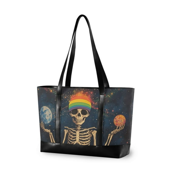 FORMRS Laptop Tote Bag for Women with 15.6" Computer Compartments Handbag, Skeleton with Rainbow
