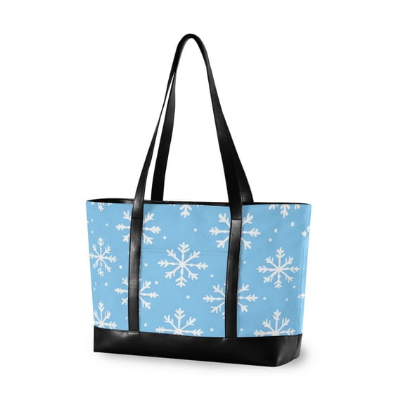 FORMRS Canvas Laptop Tote Bag for Women with 15.6" Computer Compartments Shoulder Handbag, Snowflake Pattern