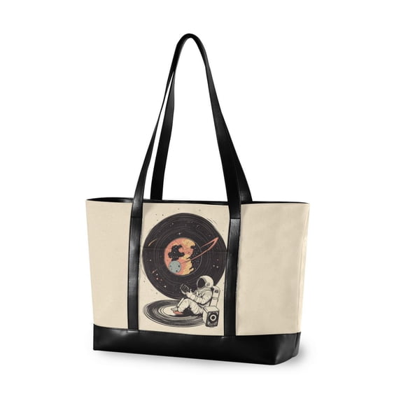 FORMRS Canvas Laptop Tote Bag for Women with 15.6" Computer Compartments Shoulder Handbag, Space Record