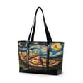 thumbnail image 1 of FORMRS Canvas Laptop Tote Bag for Women with 15.6" Computer Compartments Shoulder Handbag, Starry Pizza, 1 of 7