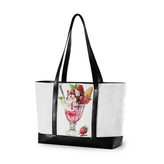 FORMRS Laptop Tote Bag for Women with 15.6" Computer Compartments Handbag, Strawberry Ice Cream Pattern