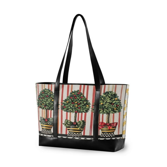 FORMRS Laptop Tote Bag for Women with 15.6" Computer Compartments Handbag, Stripes Trees