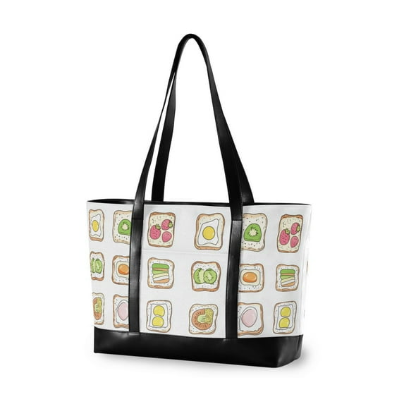 FORMRS Laptop Tote Bag for Women with 15.6" Computer Compartments Handbag, Toasts Pattern