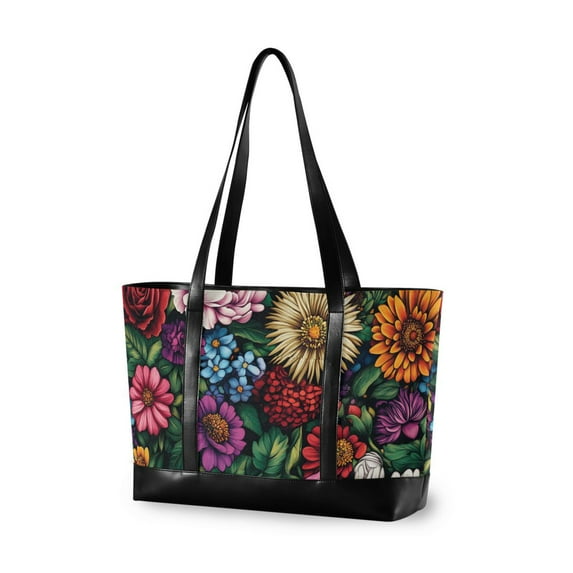 FORMRS Laptop Tote Bag for Women with 15.6" Computer Compartments Handbag, Vibrant Flowers Pattern