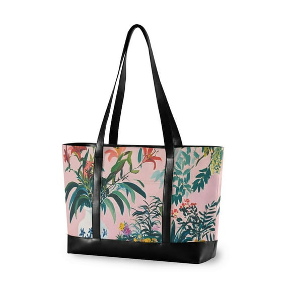 FORMRS Laptop Tote Bag for Women with 15.6" Computer Compartments Handbag, Vibrant Flowers