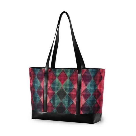 FORMRS Laptop Tote Bag for Women with 15.6" Computer Compartments Handbag, Vibrant Green Tartan Pattern