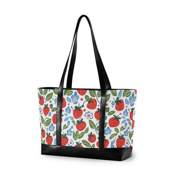 FORMRS Laptop Tote Bag for Women with 15.6" Computer Compartments Handbag, Vibrant Strawberries