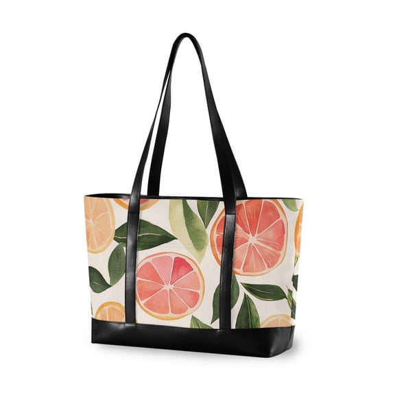 FORMRS Canvas Laptop Tote Bag for Women with 15.6" Computer Compartments Shoulder Handbag, Watercolor Grapefruit