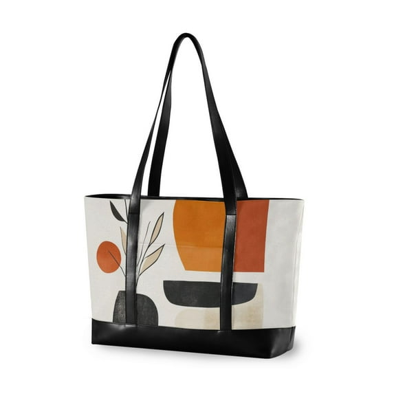 FORMRS Laptop Tote Bag for Women with 15.6" Computer Compartments Handbag, White Abstract Shapes