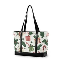 FORMRS Laptop Tote Bag for Women with 15.6" Computer Compartments Handbag, White Christmas Holly