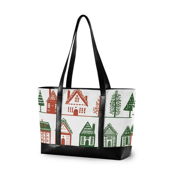 FORMRS Laptop Tote Bag for Women with 15.6" Computer Compartments Handbag, White Christmas House
