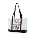 thumbnail image 1 of FORMRS Laptop Tote Bag for Women with 15.6" Computer Compartments Handbag, White Cute Cat, 1 of 7
