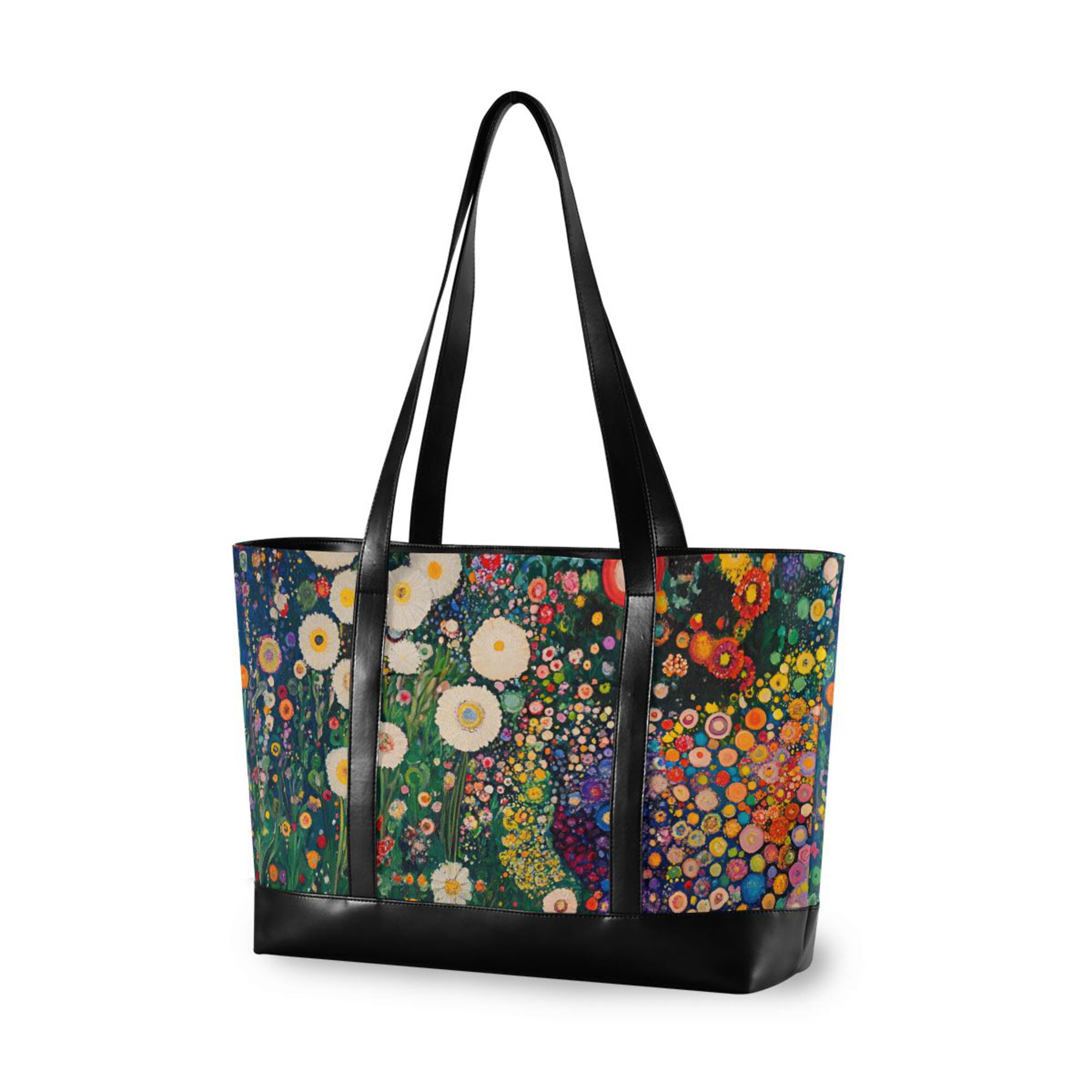 FORMRS Canvas Laptop Tote Bag for Women with 15.6" Computer Compartments Shoulder Handbag, White Floral Garden