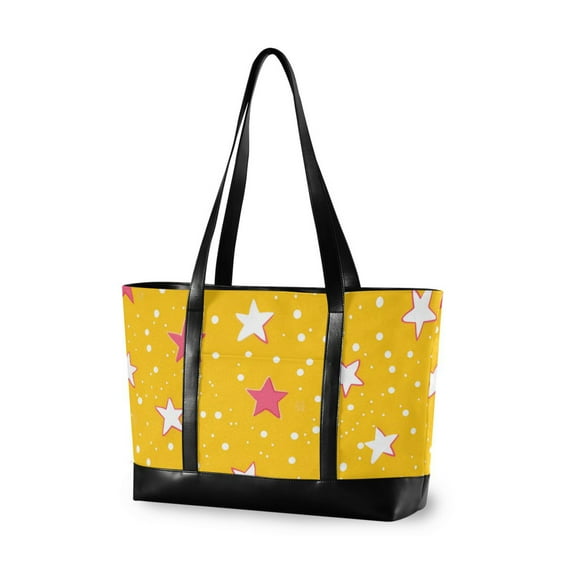 FORMRS Canvas Laptop Tote Bag for Women with 15.6" Computer Compartments Shoulder Handbag, White Stars