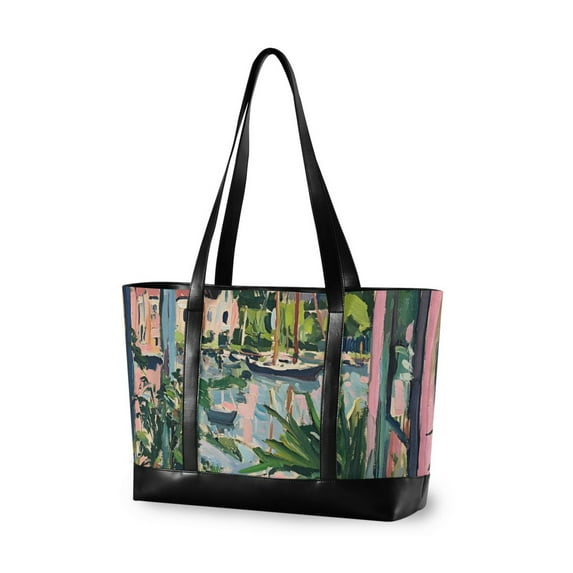 FORMRS Laptop Tote Bag for Women with 15.6" Computer Compartments Handbag, Window Plants