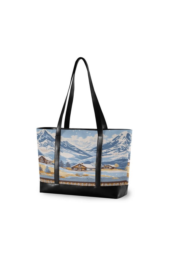 Laptop Tote Bag for Women with 15.6" Computer Compartments Handbag, Winter Mountain