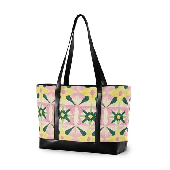 FORMRS Canvas Laptop Tote Bag for Women with 15.6" Computer Compartments Shoulder Handbag, Yellow Symmetrical Stars