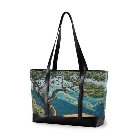 FORMRS Canvas Laptop Tote Bag for Women with 15.6" Computer Compartments Shoulder Handbag, Yellow Tree