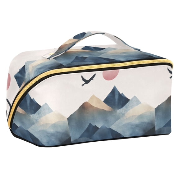 FORMRS Makeup Bag Travel Cosmetic Organizer for Women Fold Flat Zipper Pouch with Handle, Art Mountains