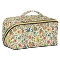 thumbnail image 1 of FORMRS Makeup Bag Travel Cosmetic Organizer for Women Fold Flat Zipper Pouch with Handle, Beige Cartoon Animals, 1 of 8