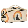thumbnail image 1 of FORMRS Makeup Bag Travel Cosmetic Organizer for Women Fold Flat Zipper Pouch with Handle, Beige Cat Rainbow, 1 of 8