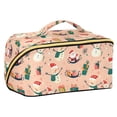 thumbnail image 1 of FORMRS Makeup Bag Travel Cosmetic Organizer for Women Fold Flat Zipper Pouch with Handle, Beige Christmas Snowman, 1 of 8