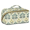 thumbnail image 1 of FORMRS Makeup Bag Travel Cosmetic Organizer for Women Fold Flat Zipper Pouch with Handle, Beige Floral Pattern, 1 of 8