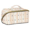thumbnail image 1 of FORMRS Makeup Bag Travel Cosmetic Organizer for Women Fold Flat Zipper Pouch with Handle, Beige Nautical Pattern, 1 of 8