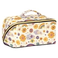 thumbnail image 1 of FORMRS Makeup Bag Travel Cosmetic Organizer for Women Fold Flat Zipper Pouch with Handle, Beige Retro Rainbow, 1 of 8
