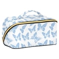 thumbnail image 1 of FORMRS Makeup Bag Travel Cosmetic Organizer for Women Fold Flat Zipper Pouch with Handle, Blue Butterfly, 1 of 8