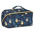 thumbnail image 1 of FORMRS Makeup Bag Travel Cosmetic Organizer for Women Fold Flat Zipper Pouch with Handle, Blue Fireflies Pattern, 1 of 8
