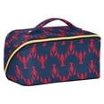 thumbnail image 1 of FORMRS Makeup Bag Travel Cosmetic Organizer for Women Fold Flat Zipper Pouch with Handle, Blue Lobster Pattern, 1 of 8