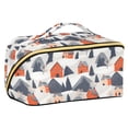 thumbnail image 1 of FORMRS Makeup Bag Travel Cosmetic Organizer for Women Fold Flat Zipper Pouch with Handle, Blue Snow Houses, 1 of 8