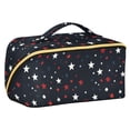 thumbnail image 1 of FORMRS Makeup Bag Travel Cosmetic Organizer for Women Fold Flat Zipper Pouch with Handle, Blue Stars Pattern, 1 of 8