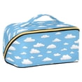 thumbnail image 1 of FORMRS Makeup Bag Travel Cosmetic Organizer for Women Fold Flat Zipper Pouch with Handle, Cartoon Cloud Pattern, 1 of 8